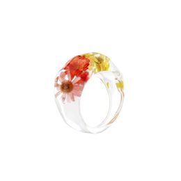 Band Rings Trend Korea Transparent Resin Dry Flower For Women Girls Bohemia Mticolor Flowers Acrylic Ring Jewellery Gifts Drop Delivery