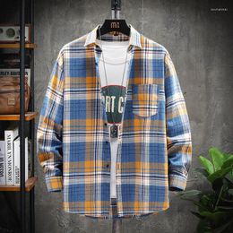 Men's Casual Shirts Spring And Autumn Plaid Long-sleeved Flannel Shirt