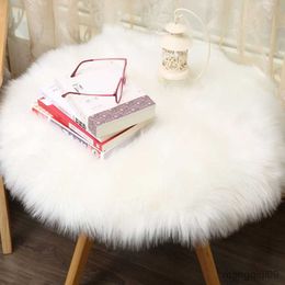 Carpets 15 Colors Sheepskin Wool Carpet Chair Cover Bedroom Mat Seat Pad Solid Skin Plain Fluffy Area Rugs Washable R230725