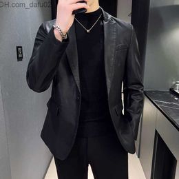 Men's Tracksuits Brand Men's Winter Thickened Clothing Keep Warm Casual Leather Jacket/Men's Slim Fit Fashion Leather Jacket Hombre Set S-3XL Z230724