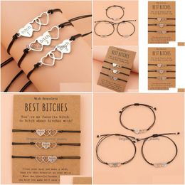 Charm Bracelets 3Pcs/Set Friendship Sister Unbiological Best Friend Bracelet With Card So Bff Bridesmaid Gift Drop Delivery Jewellery Dh2Gz