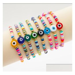 Charm Bracelets Turkish Evil Eye Bracelet Bohemian Soft Y For Women Vintage Beaded Bangle Mixed Colors Drop Delivery Jewelry Dhi81