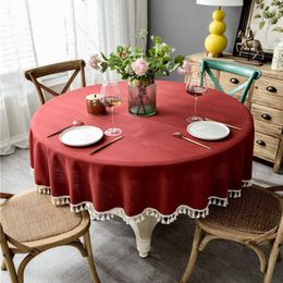 Table Cloth Waterproof Tablecloth One -colored Round Cotton Bedding Dining Room Party El Desk