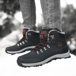 Boots Winter Men's Snow With Fur Warm Non-slip High Top Ankle Men Casual Work Shoes Waterproof Sneakers Hiking