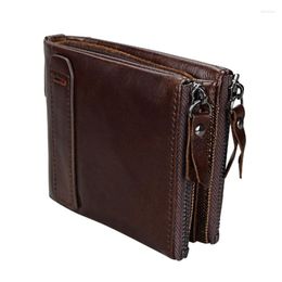 Wallets Men's Wallet European And American Style Genuine Leather Zipper Buckle Cowhide Bag Fee