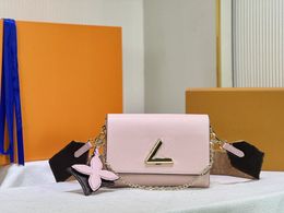 Top Quality Denim Genuine Leather luxury designer Bag Twist Women Shoulder Bag Lock Flap Handbag MM Women's Crossbody wallet Lady Pochette M50273