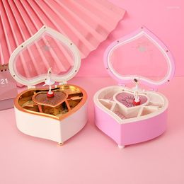 Jewelry Pouches Musical Ballerina Box Romantic Love Heart Music Storage Case