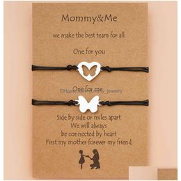 Charm Bracelets Mother Son Butterfly Matching Friendship Bracelet Mom Birthday Gift For Mothers Personalised Card Drop Delivery Jewelr Dh62Q