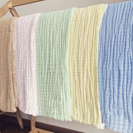 Blankets Swaddling 110CM born Cotton Bath Towel Muslin Swaddles Blanket for Boy Girl Infant Burp Cloth Stroller Cover Baby Diaper 230724
