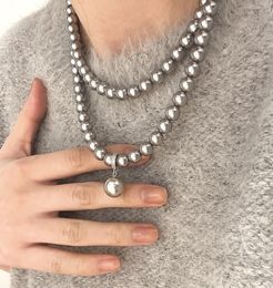 Simple Hemp Silver Grey Strong Light Pearl Various Wearing Methods Light Luxury French Long Double-Layer Necklace Sweater Chain Niche