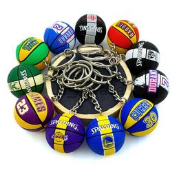 Keychains Lanyards Basketball Souvenirs Keychain Rubber PVC Match Ball Keyring Basketball Fans Collectible Pendants Key Chian Toy for Boy Friend J230724