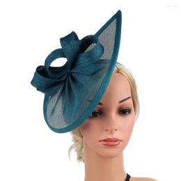 Headpieces Beautiful Retro Imitation Flax Bridal Pillbox Hat Solid Colour Fascinator Women Styling Tool
