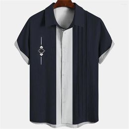 Men's Casual Shirts Shirt 2023 Summer Man Fashion Striped Holiday Style Short Sleeve Oversized Top Men Clothing Street Sweatshirt