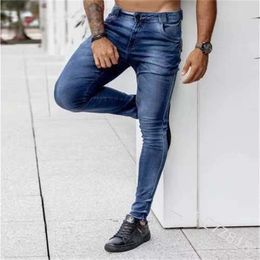 Men s Jeans for Men Skinny Bleached Washed Solid Colour Stretch Pencil Pants Fashion Streetwear Slim Denim Trousers Blue Black 230724