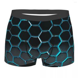 Underpants Men Black Hexagons Underwear Futuristic Neon Art Funny Boxer Shorts Panties Male Breathable Plus Size