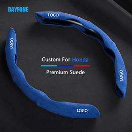 2PCS Car Steering Wheel Cover Suede Custom logo For Honda Accord Civic Crv Fit XRV HRV VEZEL CR-Z UR-V ZR-V LIFE Envix INSPIRE