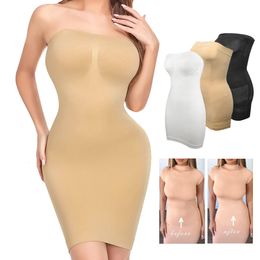 Women's Shapers Strapless Shapewear Slip for Women Under Dress Full Slips Dress Tummy Control Camisole Body Shaper Seamless Corset Underwear 230721