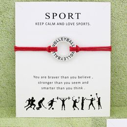 Charm Bracelets Volleyball Card Baseball Softball Basketball Soccer Ice Hockey Tennis Sports Jewelry Women Girl Boy Men Gift Drop Deli Dhvyt