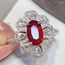 Cluster Rings WPB Premium Women Imitation Natural Shiny Ruby Ring Female Luxury Jewellery Brilliant Zircon Design Beautiful Girl's Gift