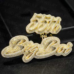 Custom Hip Hop Iced Out 925 Silver Charm Letter Name Moissanite Diamond Pendant Necklace