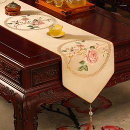 Tea Napkins Chinese Table Runner Bed Embroidery Classical Large Flower Vintage Coffee Cloth Hallway Dining TV Cabinet