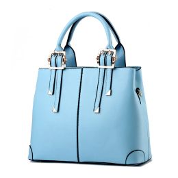 Women Handbag Purse PU Leather Totes Bag ShoulderBag Lady Simple Style Handbags Purses Sky Blue Colour A7