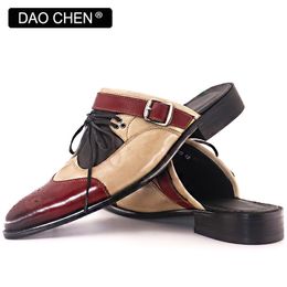 Dress Shoes LUXURY MEN HALF SHOES MIXED Colours POINTED TOE SUMMER CASUAL DRESS MAN BREATHABLE COMFORTABLE GENUINE LEATHER 230725