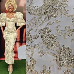 Fabric and Sewing Latest Brocade Nigerian Lace Fabric French Jacquard Fabric African Damask Lace Material Floral Design Fabric Party Sew LJK21142 230724