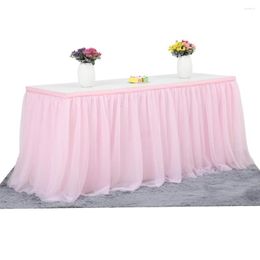 Table Skirt Pink Tulle Tableskirt For Wedding Decoration Birthday Baby Shower Party Decor Dinner Tableware 3 Tiers Tablecloth Home Textile