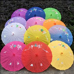 50 pçs/lote frete grátis por atacado festa de casamento flores pintadas à mão guarda-sol de pano de seda colorido guarda-sol artesanato chinês guarda-chuva