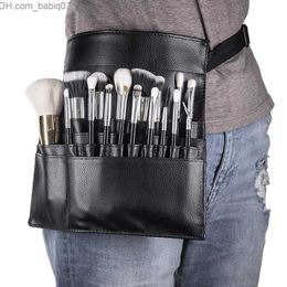 Makeup Brushes Black double row Makeup brush holder professional PVC apron bag artist with foldable Makeup brush Z230726