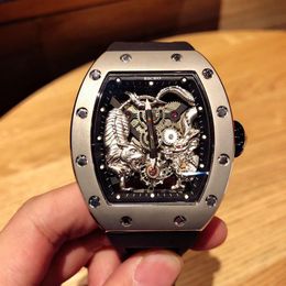 Men's sports mechanical watch Dragon Tiger Design fully automatic movement 316 fine steel rubber strap tourbillon movement 43190G