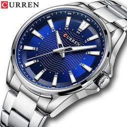 Wristwatches CURREN Classic Simple Stainless Steel Quartz Fashion Brand Mens Watches with Luminous Hands 230724