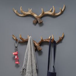 Bathroom Shelves Vintage Resin Antler Key Hook Holder Wall Mounted Cap Coat Hanger Rack Home Decorative Animal Deer Horn Wall Hook for Hanging 230724