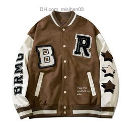 Men's Jackets Embroidery Letters Fleece V-neck Green Baseball Jackets Men Grunge Brown Winter Clothes Vintage Men's Coat Streetwear Z230725