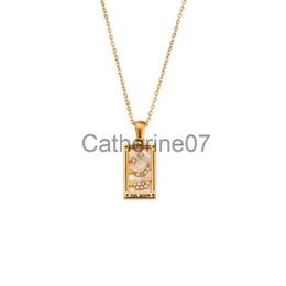 Pendant Necklaces Classic Tarot Cards Pendant Necklace For Women Colourful Design Love Hands Moon Sun Crystal Stone Necklace Gold Plated Jewellery J230809