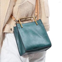 Evening Bags Vintage Genuine Leather Handbag Tote Fashion Small Cow Skin Crossbody Messenger Shoulder For Women Simple Design Luxury Bag