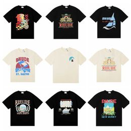 Rhude Trend Brand Tshirt Men Women Best Quality T-shirts Letter Print t Shirt Summer Style Tops Fashion Loose Cotton Tees Tnhl