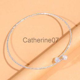 Pendant Necklaces Fashion Rhinestone Heart Collar Choker Necklace for Women Simple Open Collar Necklace Torques Jewellery Accessories J230809