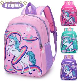 School Bags Unicorn Schoolbag Kids Children Mochila Double Shoulder School Bags Cartoon Backpack Waterproof Fashion Backpacks Large Book Bag 230725