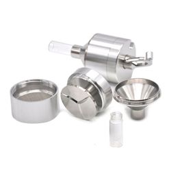 Mills Metal Powder Grinder Spice Hand Mill Funnel with Snuff Glass Bottle 4.4x10.7CM 230724