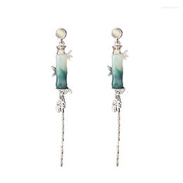 Stud Earrings 6 Pair /lot Fashion Jewelry Metal Resin Bamboo Tassel Long Earring For Women
