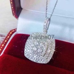 Pendant Necklaces Huitan Hot Full Bling Iced Out Pendant Necklace for Women Shiny Cubic Zirconia Delicate Female Engagement Wedding Trendy Jewellery J230725