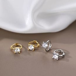 Stud Earrings Trendy Silver Gold Colour Hoop Clear Stone Elegant For Women Girl Gift Fashion Jewellery Dropship Wholesale
