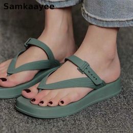 Slippers 36-40 Womens Slippers Summer Shoes Female Flip Flops Platform Sandals Mujer Thong Thick Bottom Sides Flats Antiskid Zapatos y23 L230725