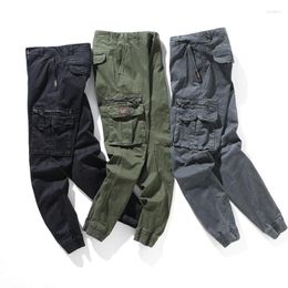 Men's Pants Fashion Overalls Spring Autumn Multi-pocket Bunched Feet Black Grey Army Green Tactical Military Trousers