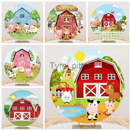 Background Material Farm birthday circular background childrens red barn farm animal photography background baby shower barn courtyard birthday party decoratio