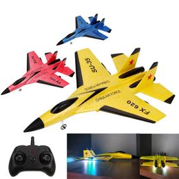 Electric/RC Aircraft RC aircraft SU35 2.4G aircraft remote control flight model glider with LED light aircraft SU-35 EPP foam toy children's gift 230724