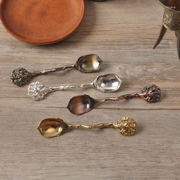 Spoons 2pcs/set Creative Stainless Steel Metal Dessert Teaspoon Coffee Stiring Spoon Kitchen Tableware Dinner Drinking Accessories