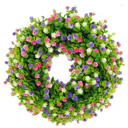 Decorative Flowers Spring Wreath For Front Door Handmade Colourful Summer Floral Garland Background Wall Window Decor Wedding